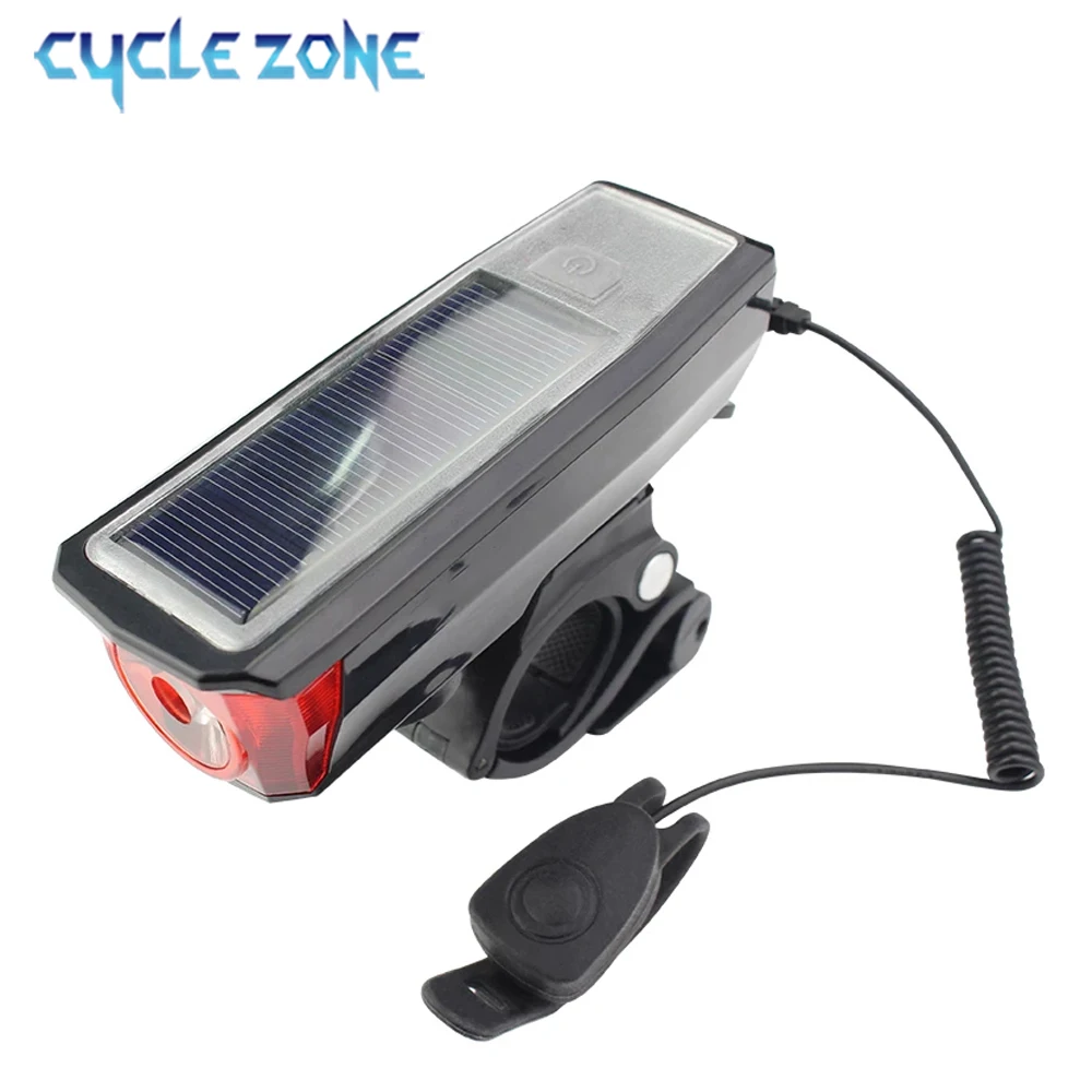 

Bicycle Light With Horn 4 in 1 120 DB USB Rechargeable Bicycle Front Light Power Bank MTB Solar Flashlight LED Cycling Lamp