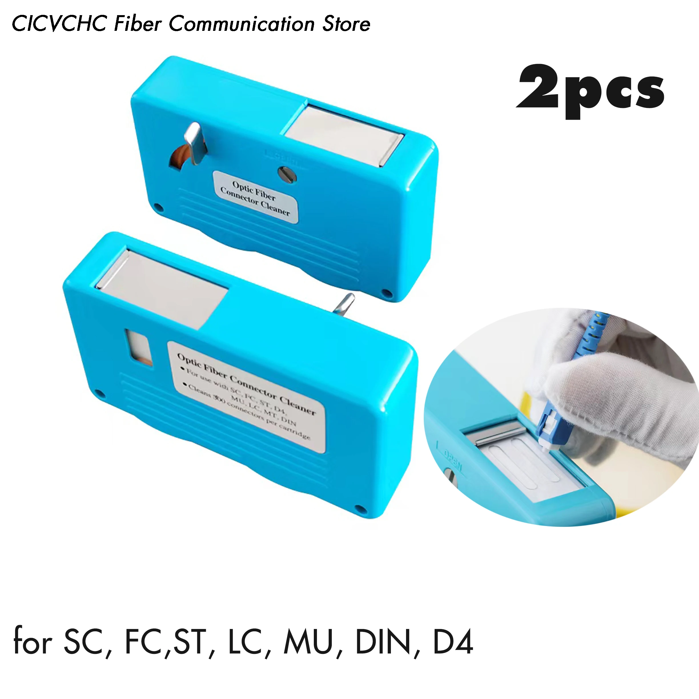 2pcs Optical Fiber Connector Cleaner Cassette  for SC, FC, ST, LC, DIN, MU, D4 / FTTH Tool 12 core integrated fiber optic splice tray full with fc adapter and fc upc pigtail sm ftth cassette box for 19 patch panel 2pcs