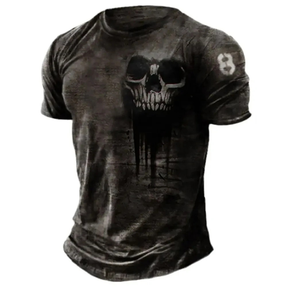 

Men's T-shirts Summer 3d Vintage Horror Skull Top Hip Hop Rock Streetwear Comfortable O-neck Short Sleeve Tee Oversized T Shirt