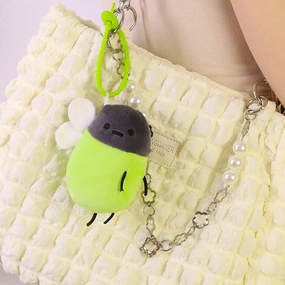 Cartoon Light-emitting Firefly Plush Doll Keychain Pendant Kids Birthday Gift Fun Light-emitting Firefly Bag Keychain Pendant