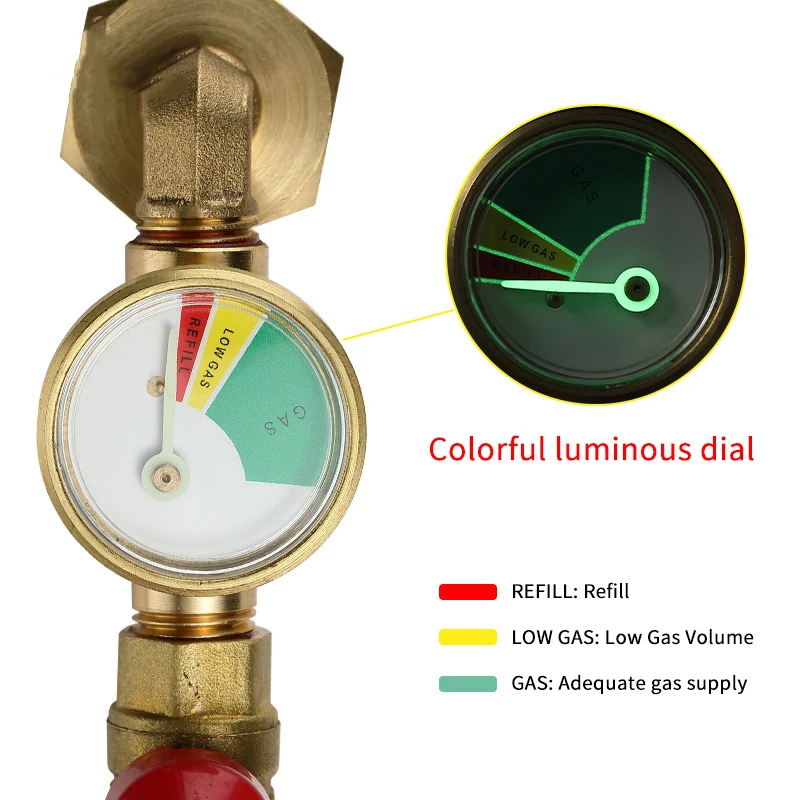 QCC1 Propane Refill Adapter With Gauge And ON-Off Control Valve Propane Adapter For Camping Grill 1LB Bottle Refilled
