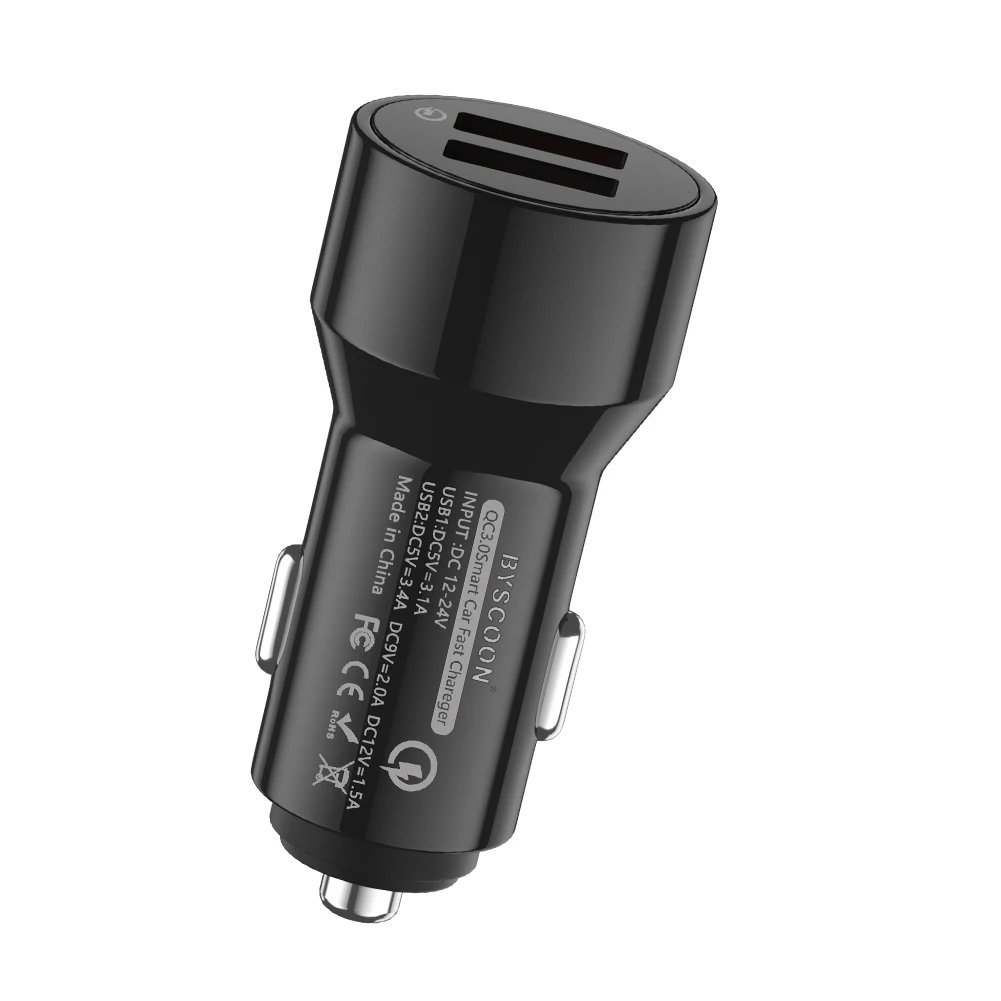 usb charger Byscoon 40W Car Charger Cell Phone Tablet QC 3.0 QC3.0 Fast Charge Mini Car-Charger Dual USB Phone Chargers Adapter For Samsung usb charger 12v Chargers