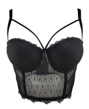 

Sexy Fashion Short Corset Crop Top Women Solid Mesh Lace Breathable Stretchy Big Chest Bustier Vest Push Up Tube Tank Tops