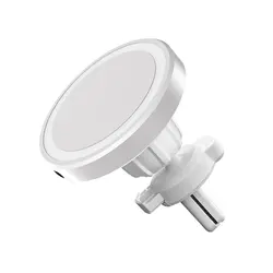 Magnetic Wireless Car Charger and Air Vent Phone Holder with Fast Charging Stand (White)