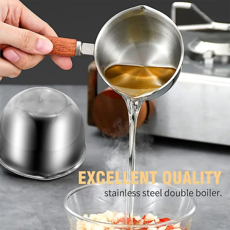 Stainless Steel Small Milk Pot Sauce Pans Stove Top Cooking Mini Scoops  Heater Oil Wood Handle Deepen Non Stick - AliExpress