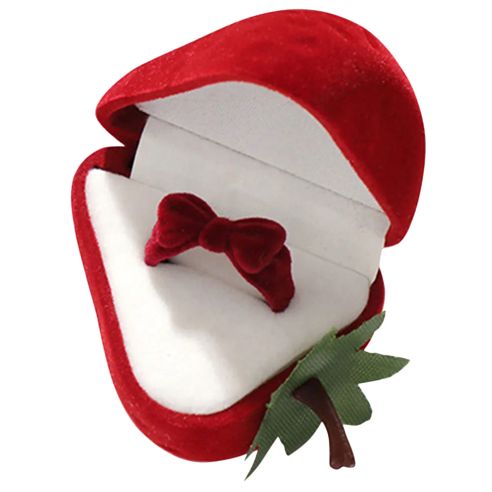 

Ring Box Wedding Favors Boxes Strawberry Display Holder Jewelry Cute Childrens Gifts Case Flocking