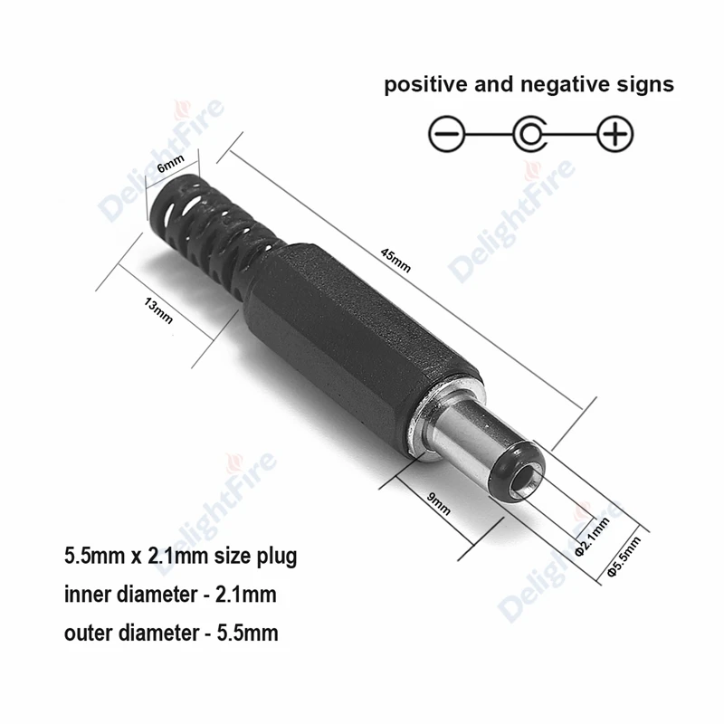 5 Stück Gleichstrom-Stecker, 12V, 12V, Steckdose, 2,1mm x 5,5mm