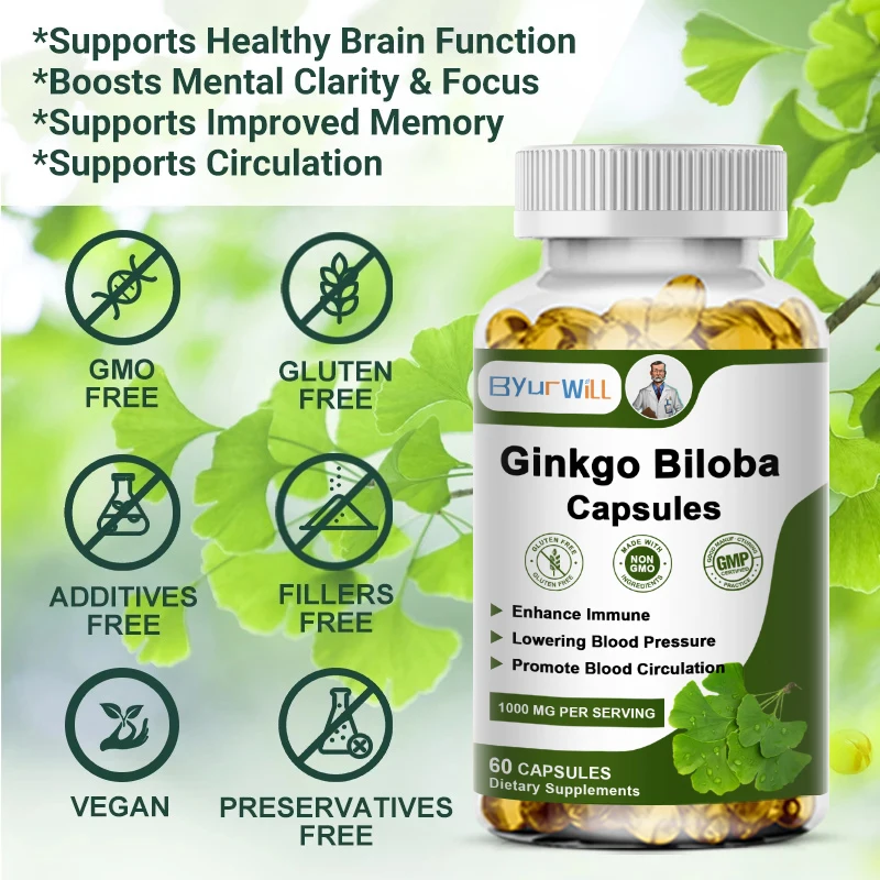 Natural Ginkgo Biloba Supplements ginkgo biloba supplement with Vitamin B1/B2/B12 for Brain Health