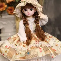 Plastic 30CM Movable Joint Doll Cute Princess Toy Safety Girl Dress Up Toys 3D Makeup Doll With Music Children 1