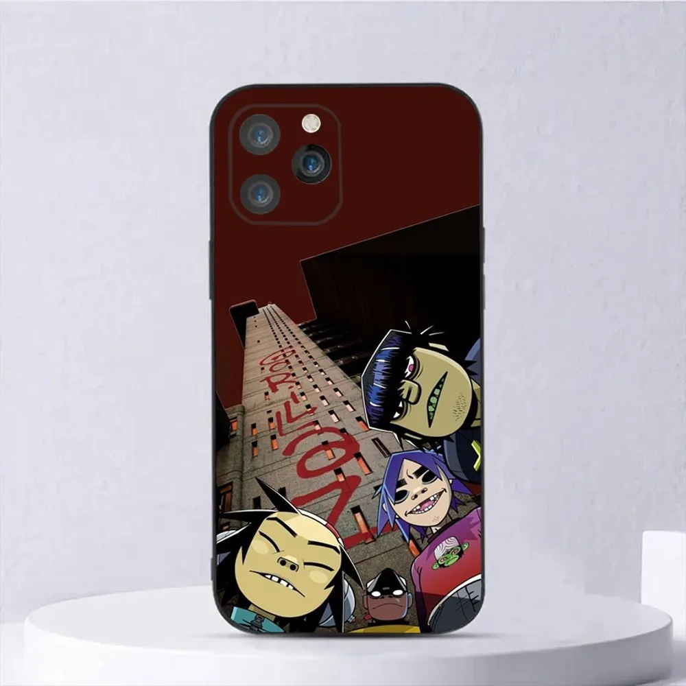 G-Gorillaz Rock Band Cartoon Soft Silicone Phone Case - Black Cover