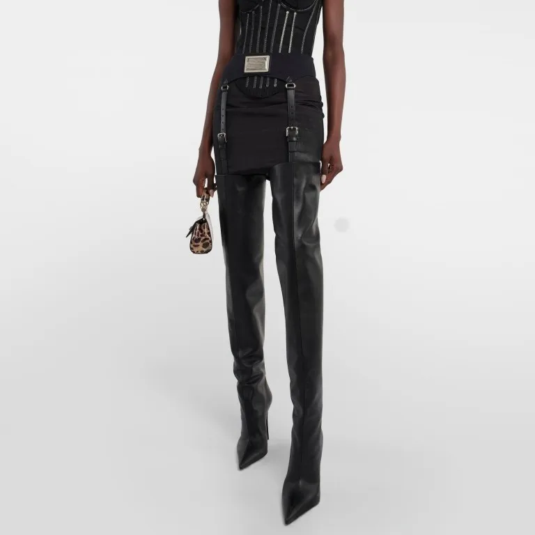 2023 New Foreign Trade Women's Shoes Pointed Thigh Belt Buckle Boots Large 40-43 Autumn/winter Boots