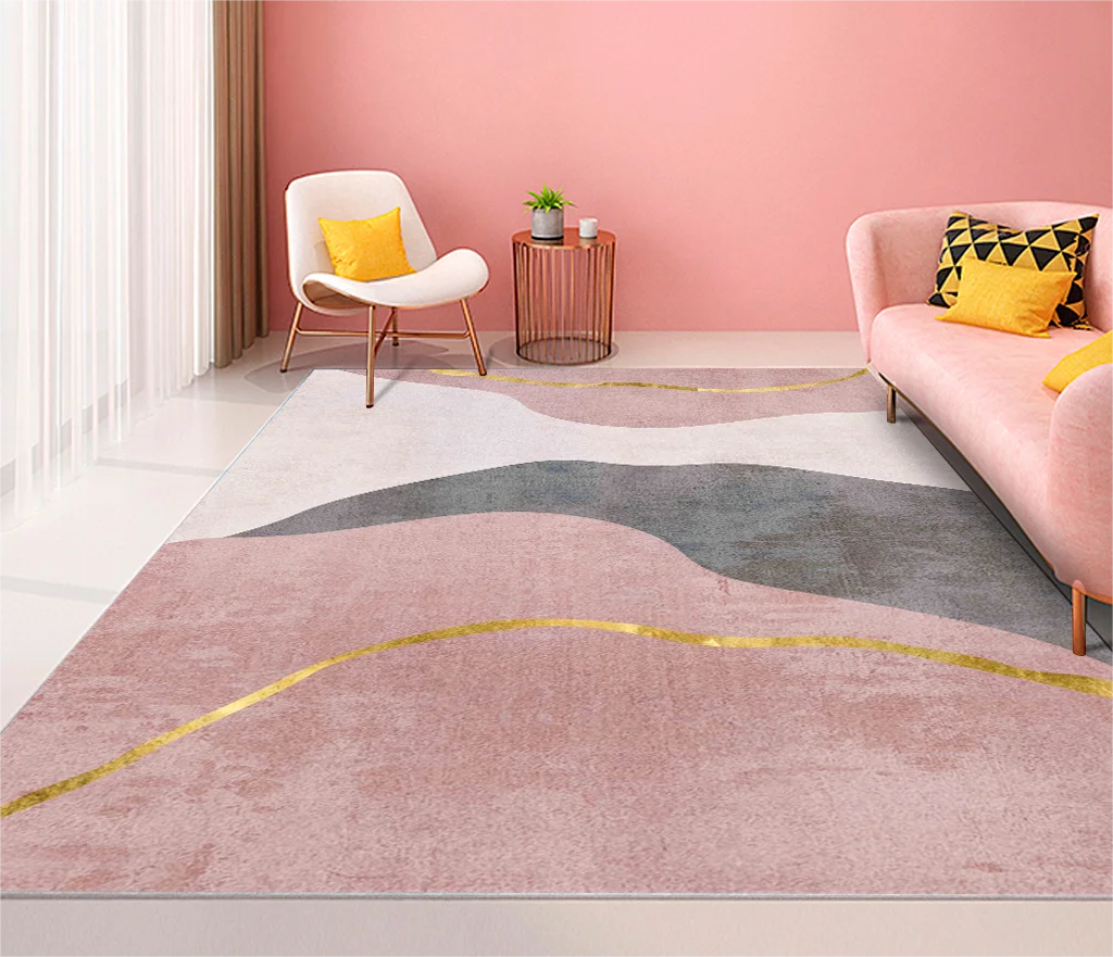 VIKAMA Moderne einfache rosa Wohnzimmer Teppich Home Decor Mädchen Schlafzimmer Bett Decke großes Sofa Couchtisch Garderobe Bodenmatte – Detail 2