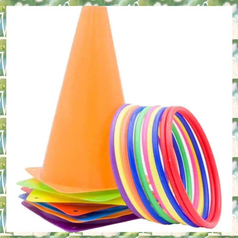 Sports 26 Pcs Plastic Cones Ring Toss Combo Set Outdoor Carnival Games For Kids Adults Birthday Party Throwing Backyard Games,26
