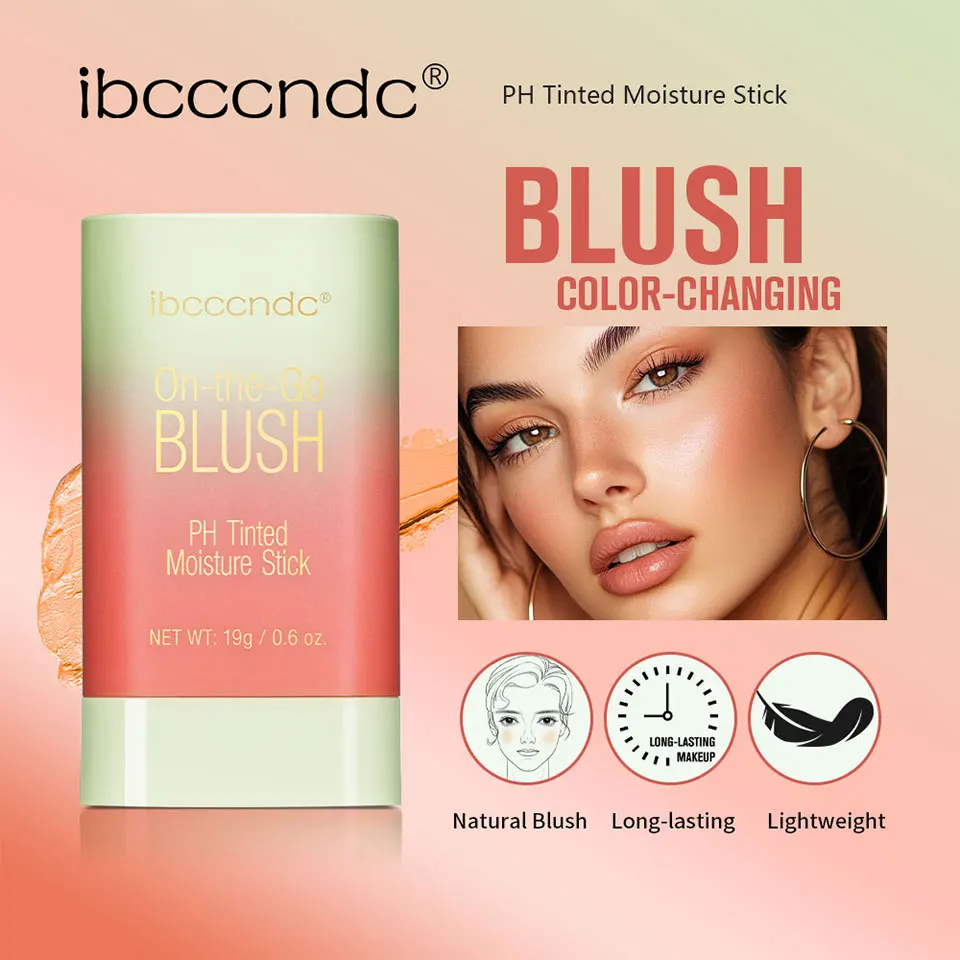 Description Picture 2 of itemBlush Stick Tinted Moisturizer for Eyes Lips Cheeks In Shy Pink Ph Color Change Multi-Use Makeup Blush Stick Waterproof