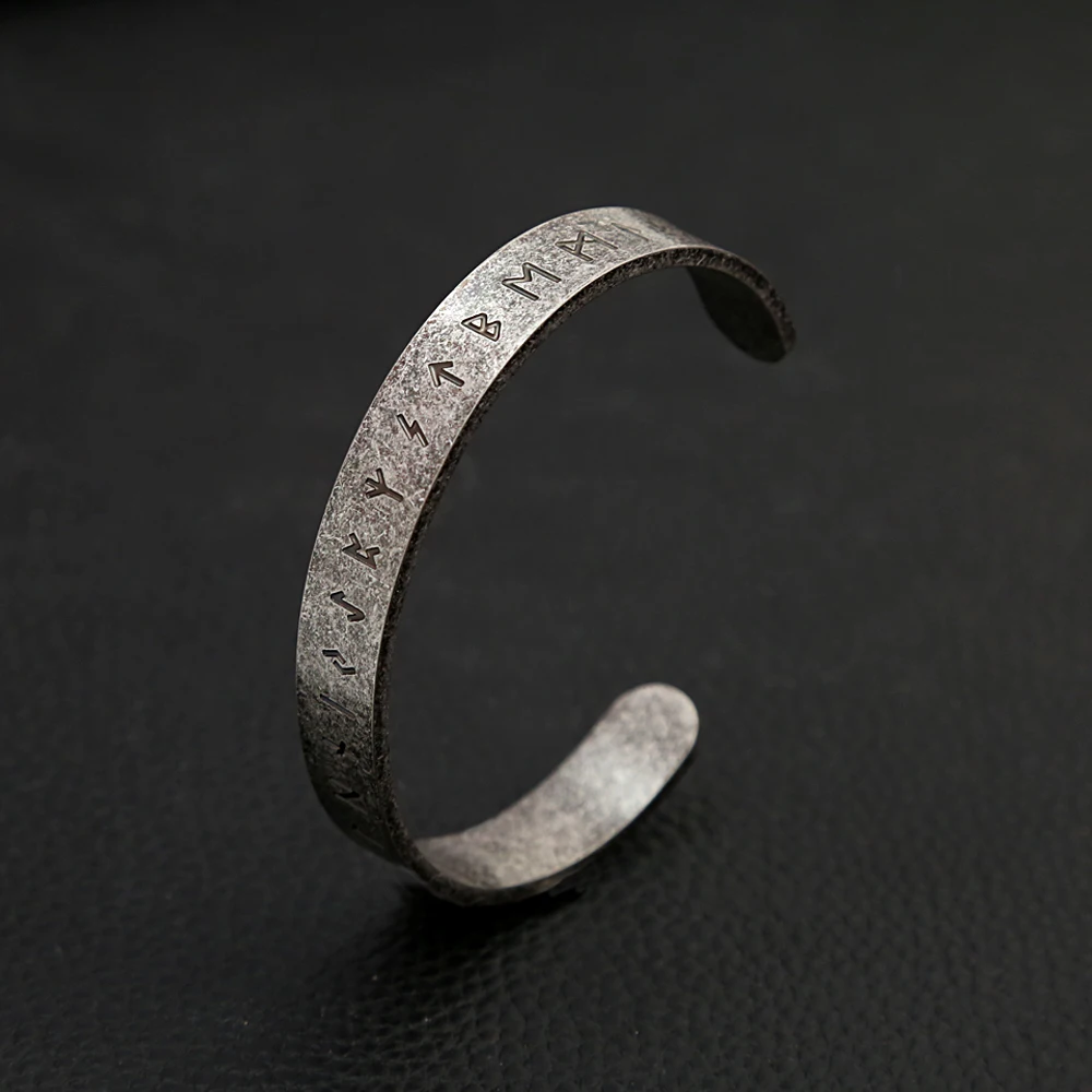 Fashion Vintage Viking Rune Bracelest for Men Women 316L Stainless Steel Simple Open Bracelet Amulet Jewelry Gift stainless steel bracelet