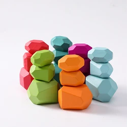 Colorful Wooden Rainbow Stacker & Balancing Toy Blocks (18pcs set2)