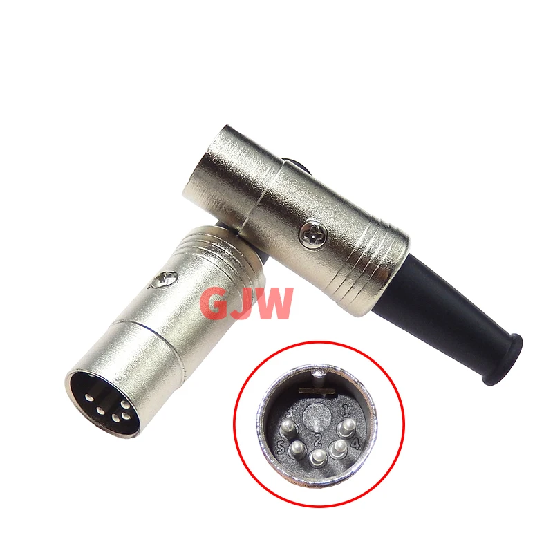 2PCS 5PIN DIN Connector Midi Cable Lead Audio Plug Male Inline Metal connector