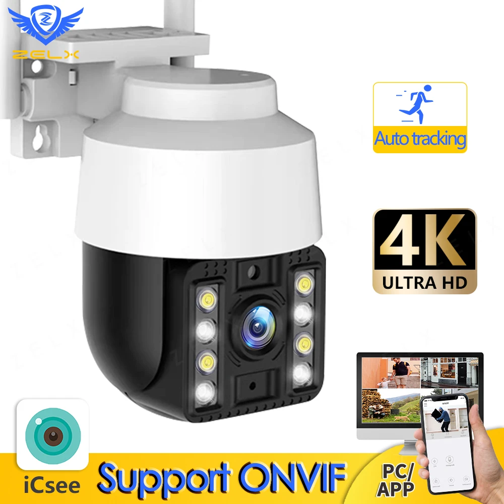 8MP IP Camera PTZ Outdoor 4K Wireless WiFi Security Cam 5MP 3MP AI Human Detection 1080P Video Surveillance CCTV ONVIF iCsee P2P |