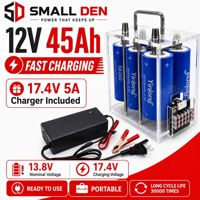 Batterie au lithium titanate Yinlong 2.3V 45Ah & 12V 45Ah 66160 LTO pour démarrage de voiture 13.8V, portable, boîtier transparent, DIY + chargeur 5A, stock UE 1