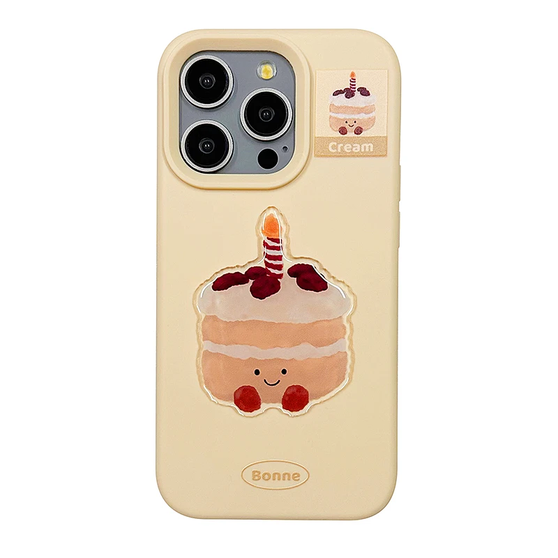 Ins Funny Cartoon Cake Cherry Dessert Phone Case For iPhone 16 Pro