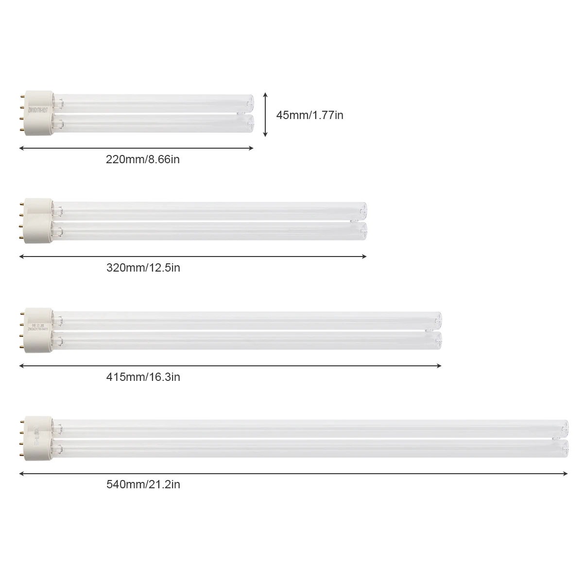 UV Disinfection Lamp UV Sterilization Lamp 2G11 UV Tube 4-Pin 18W 24W 36W 55W UVC Lamp Purification