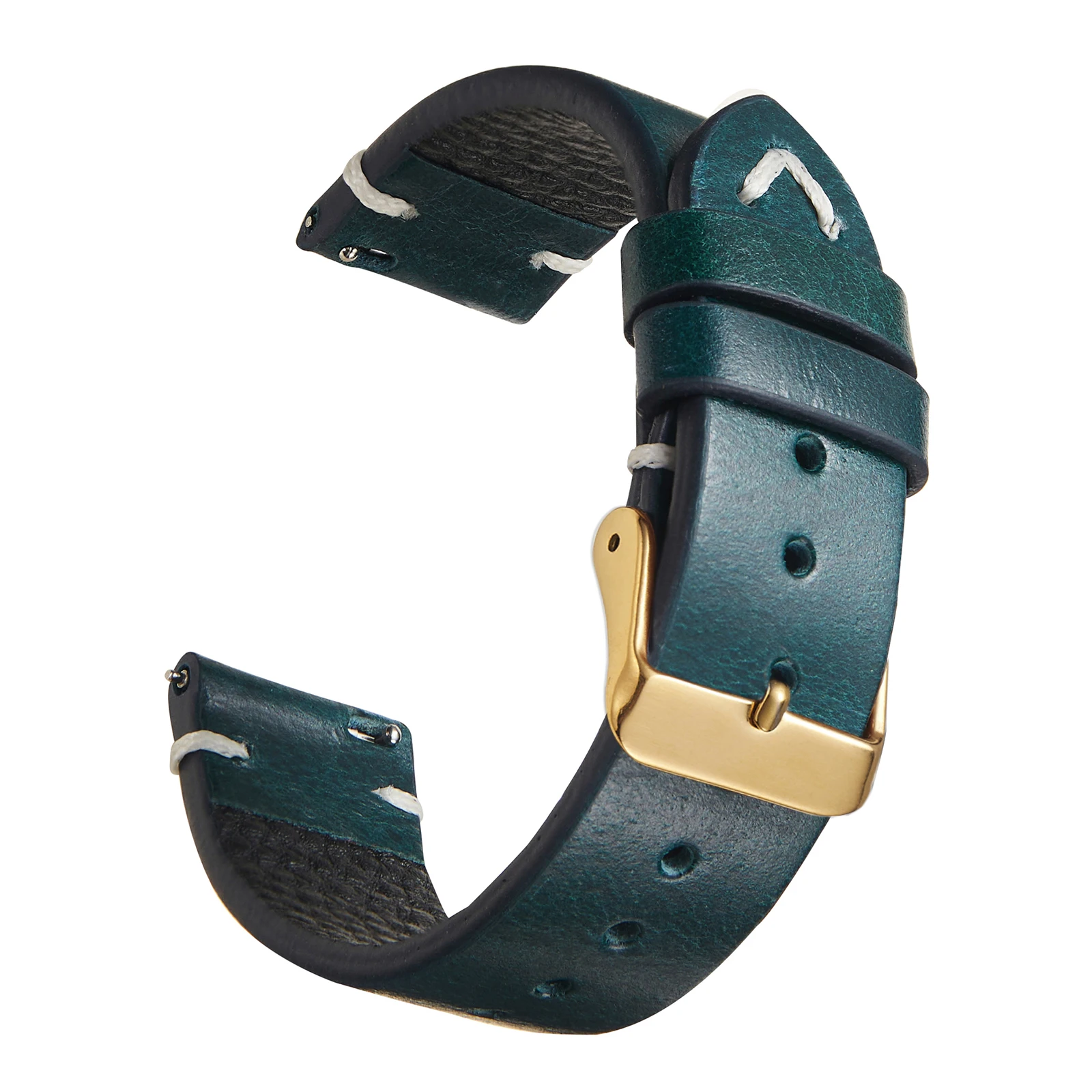 Handcrafted Vintage Oil Wax Leather Watch Strap - Black, Blue, Brown