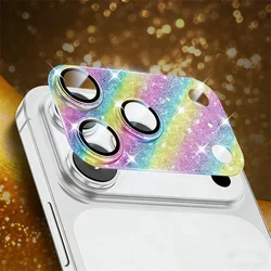 Sparkling Diamond Metal Camera Lens Protector with Full Coverage Glass - iPhone 15 (Colorful)