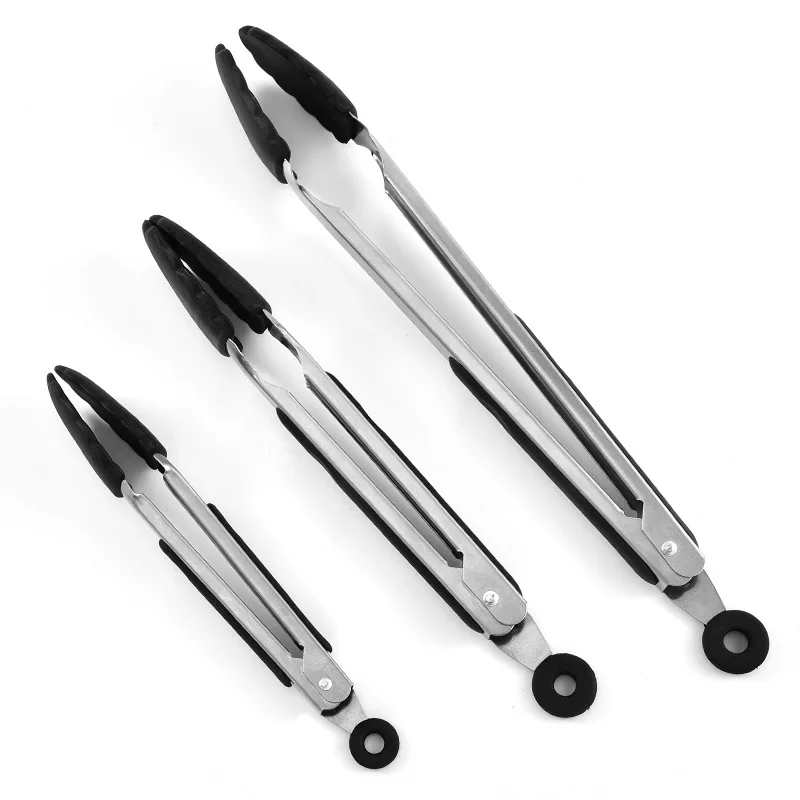 Silicone BBQ Grilling Tong Salad Bread Serving Tong Non-Stick Kitchen Barbecue Grilling Cooking with Joint Lock