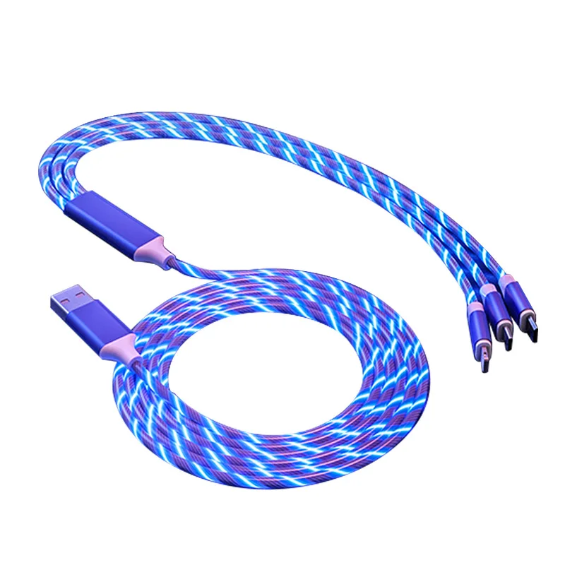 

3in1 LED lighting USB Cable Micro USB Type C 8Pin Charging Cable for iPhone 11 X Huawei Samsung Multi usb Port USB C Phone Cable
