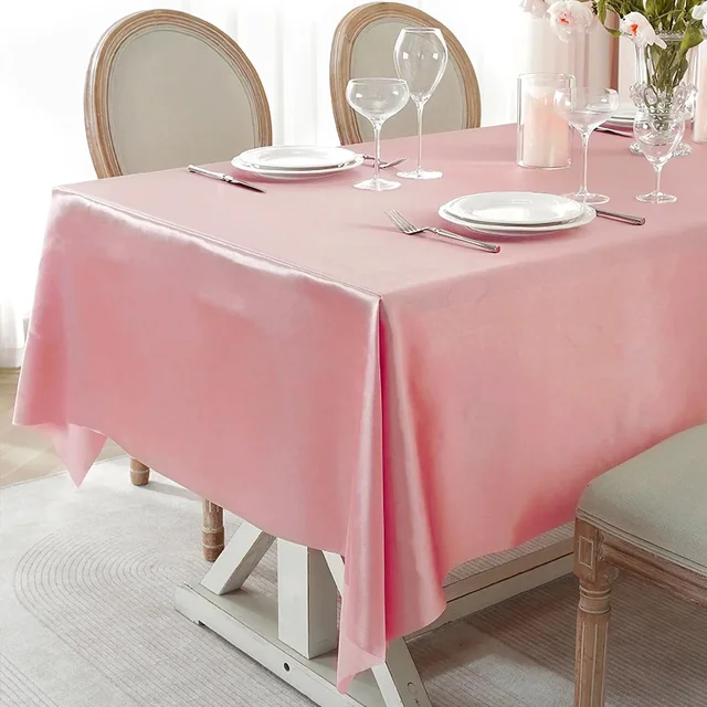 Nappe rectangulaire en Satin pour fête de mariage, couverture de Table dorée, Champagne, couleur unie, décor de Banquet, de mariage, de Festival, de salle à manger 4