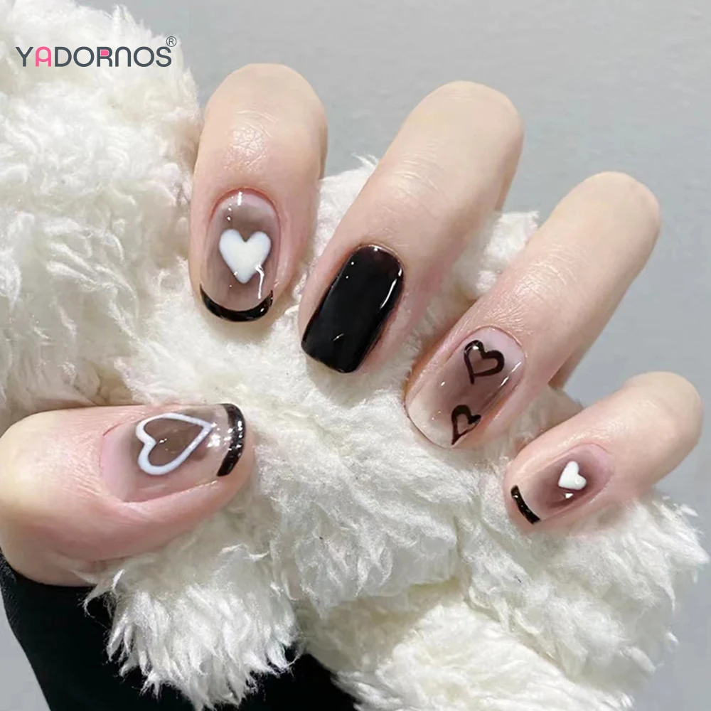 24pcs Removeable Short Fake Nails With Glue Nude Pink Artificial False Nails  With Diamond Designs Acrylic Press On Nails Short - False Nails - AliExpress