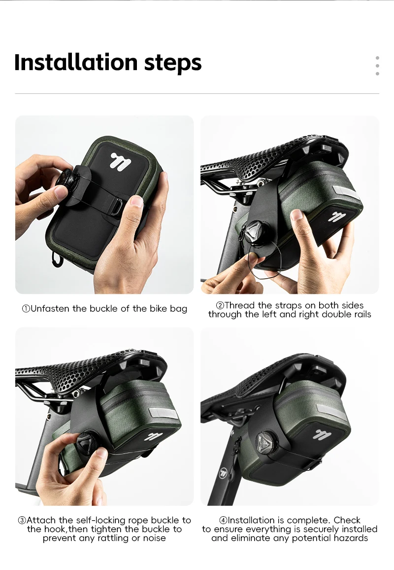 WEST BIKING Mini-Fahrradsatteltasche, leicht, klein, 0,5 l, tragbare Multifunktions-Handtasche, Fahrradtasche, Fahrradzubehör – Detail 13