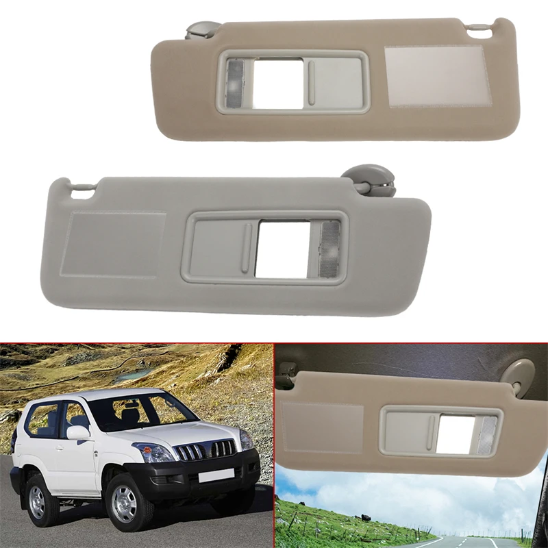 Motorista e Passageiro Side Sunvisor com lâmpada LED, viseira de sol para Toyota Land Cruiser J12 2002 2003-2009, Prado LC120 2003-2009, 74310-6A