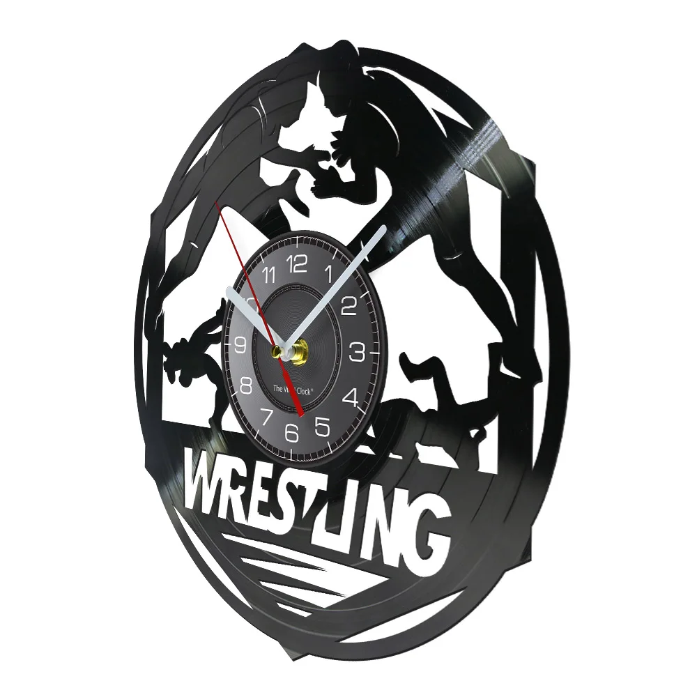 Wrestlers Grappling Freestyle Fight Martial Arts Wall Clock Watch Wrestling Combat Sports Vinyl Record Wall Clock Fighter Gift