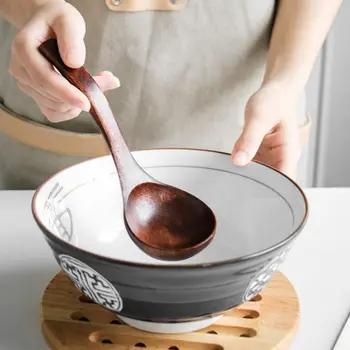 Mestolo per cucchiaio da portata in legno Mestolo per zuppa in legno naturale sicuro e innocuo Cucchiaio da cucina Cucchiaio speciale per zuppa e porridge 1