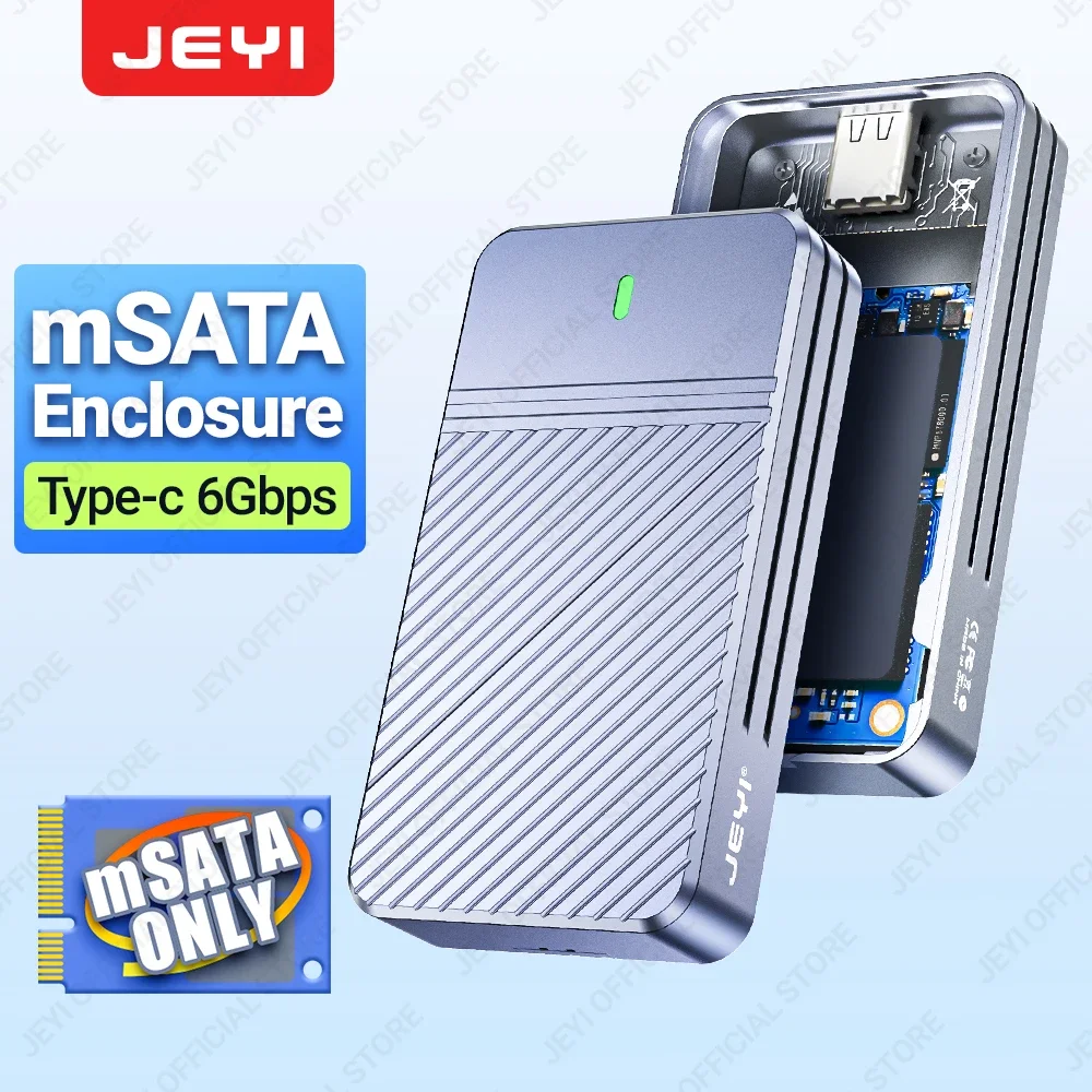 JEYI mSATA to USB 3.1 Gen2 10Gbps SSD Enclosure Adapter Case with Type C Port for mSATA Internal Solid State Drive Hard Drive External Hard Drive Case SSD Enclosure
