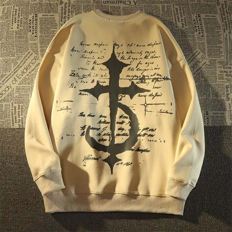 

American Trend Handsome Loose Long Sleeved O Neck Sweater Top Men and Women Oversize Clothes Couples Spring Women Y2K Clothes