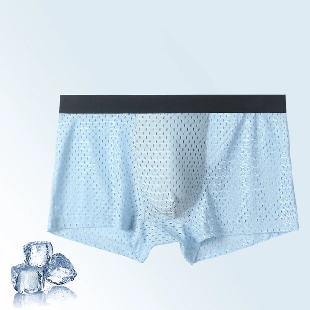 Breathable Mesh Boxer Briefs in Light Blue