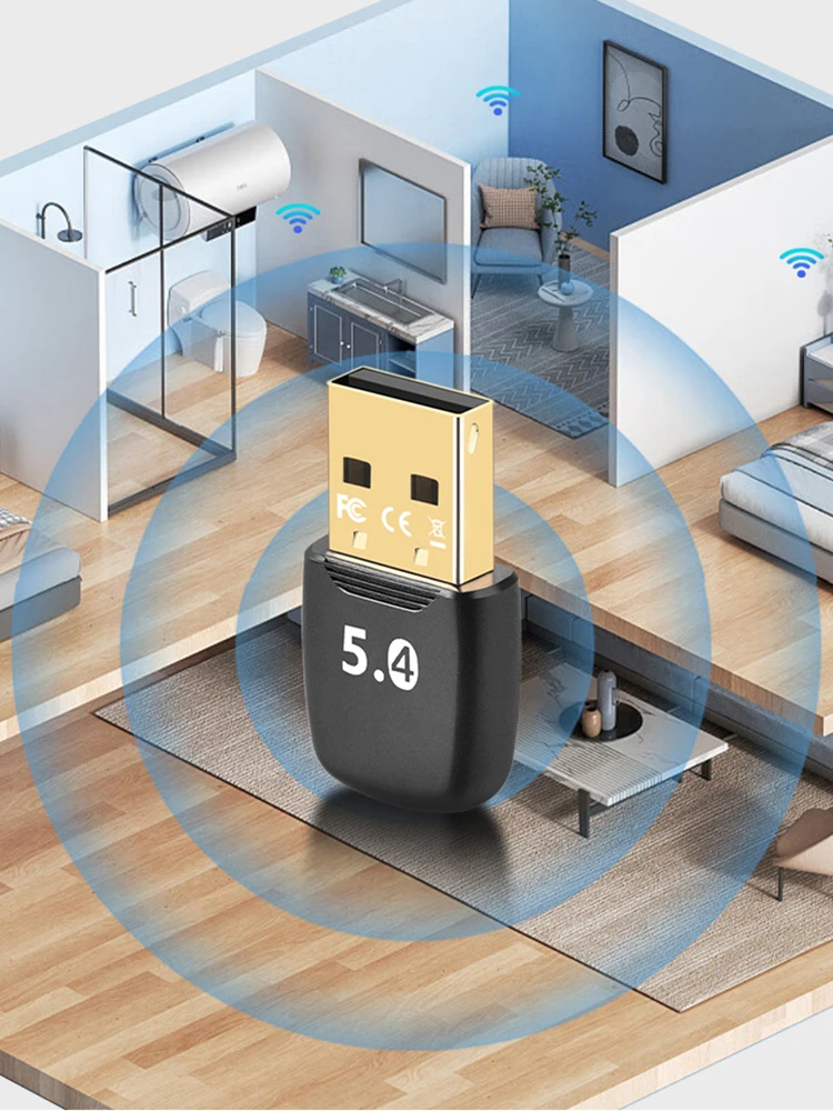 USB 블루투스 호환 5.4 어댑터 무선 USB 어댑터 드라이버 무료 무선 BT 5.4 동글 어댑터 (PC/노트북용)