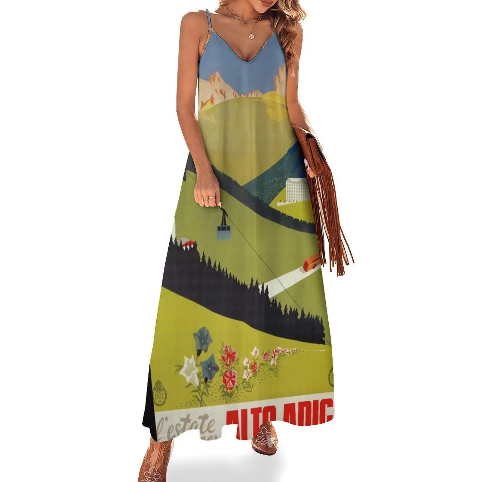 

Vintage Alto Adige South Tirol Italian travel ad Sleeveless Dress Female clothing prom dresses 2024 Bridesmaid dress woman