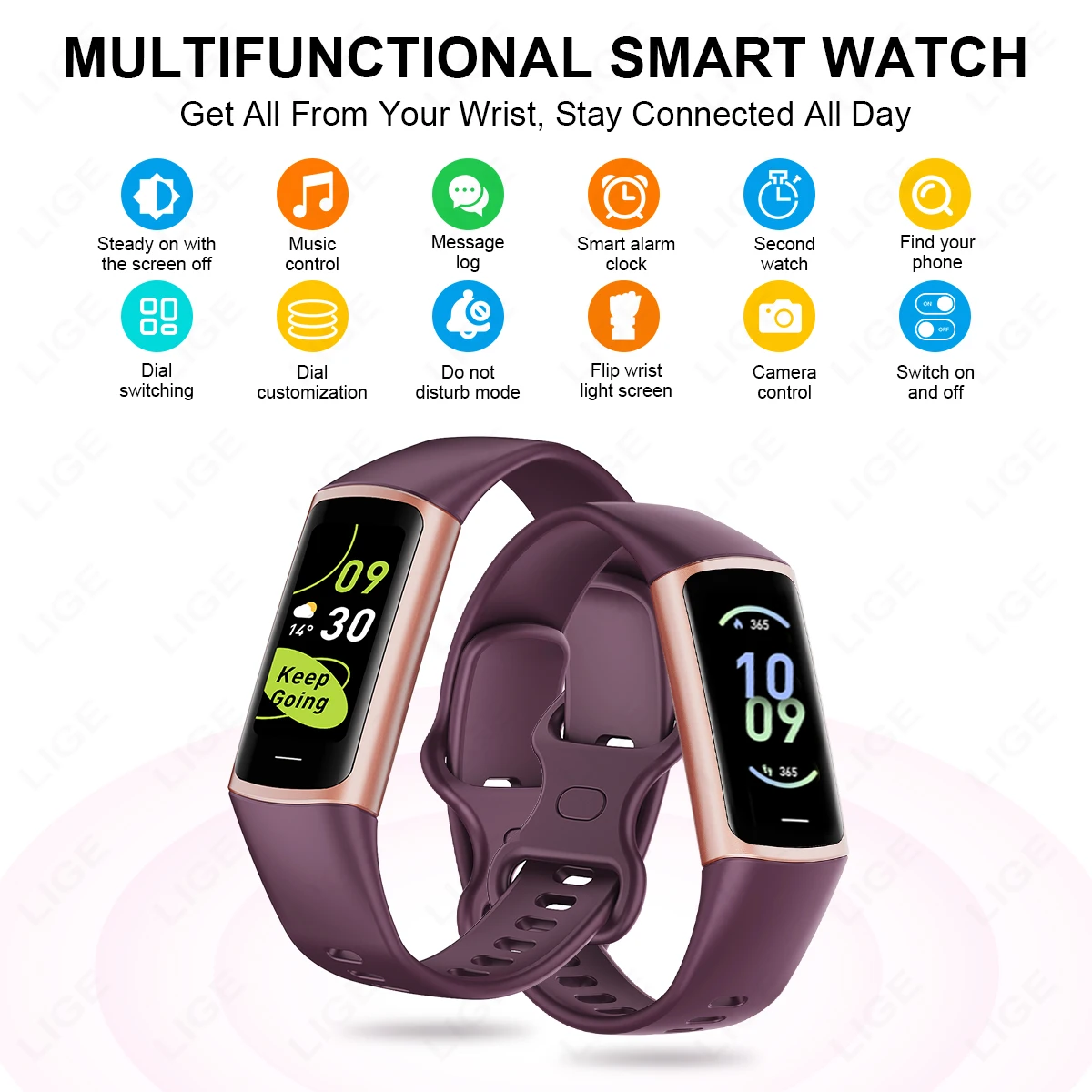 LIGE 1.1 인치 새로운 스포츠 스마트 밴드 피트니스 트래커 남자 여자 방수 연결 트래커 팔찌 Smartwatch For 안드로이드 ios