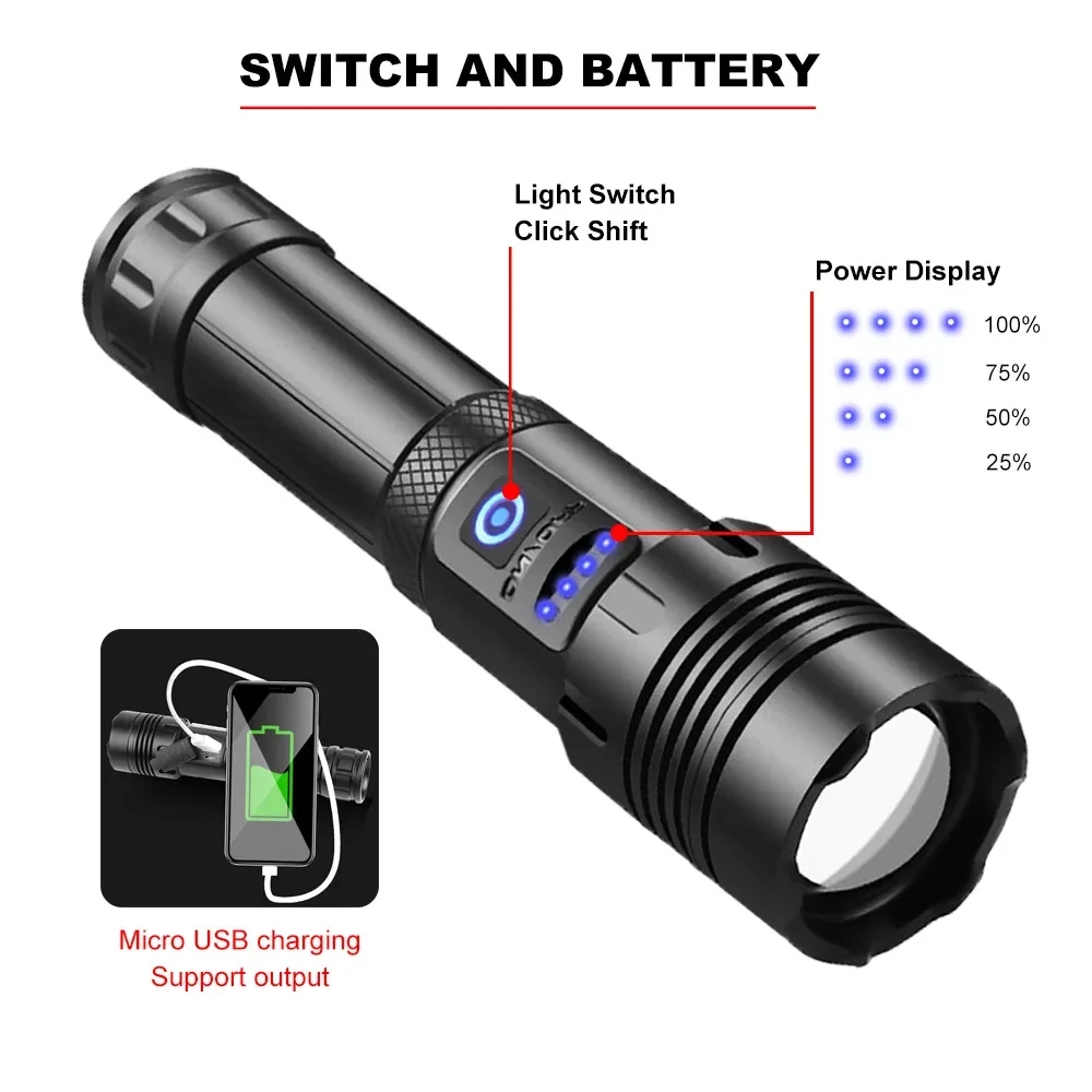 XHP70 + COB  Ʈ ҽ LED  ͸  ܺ ͸ ÷ Ʈ USB  18650 26650 ͸