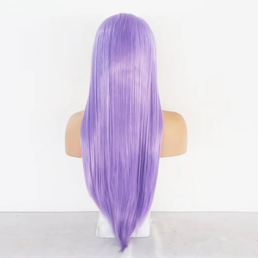 Lace Front Wig Purple Straight Synthetic Hair Natural Hairline Glueless For Women Cosplay Part Lace