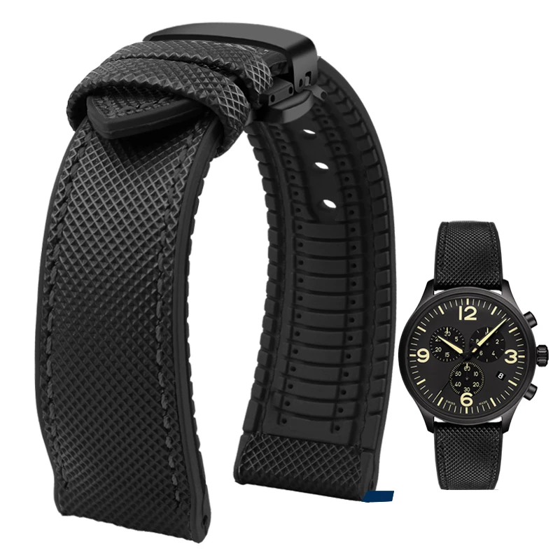 Premium Nylon-Silicone Waterproof Watch Strap for Men - 19mm, 20mm, 22mm Rubber Wrist Band Accessories