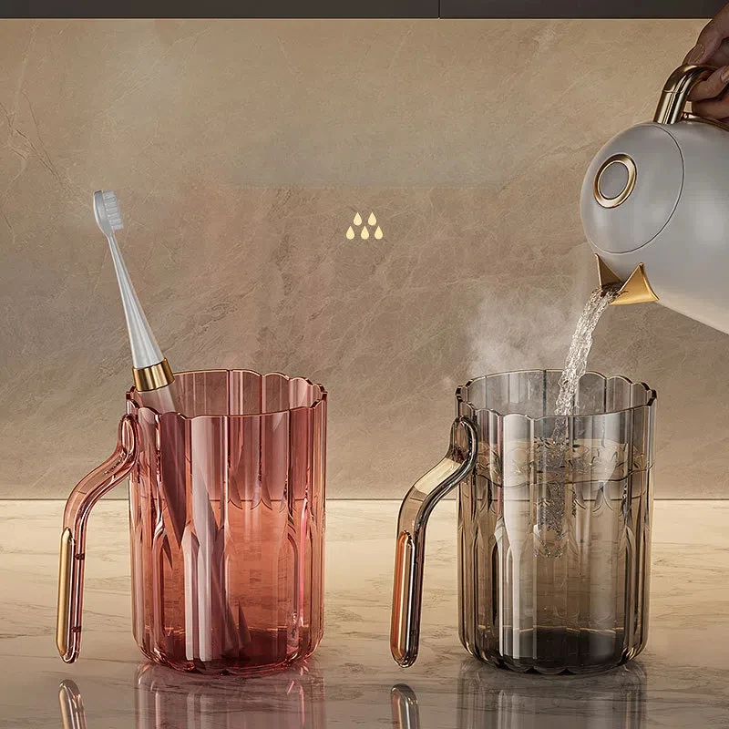 Gargle Cup With Handle Tooth Cup Home Use Set Toothbrush Cup Washing Tooth Mug High-Looking Simplicity Toothbrush Storage Rack