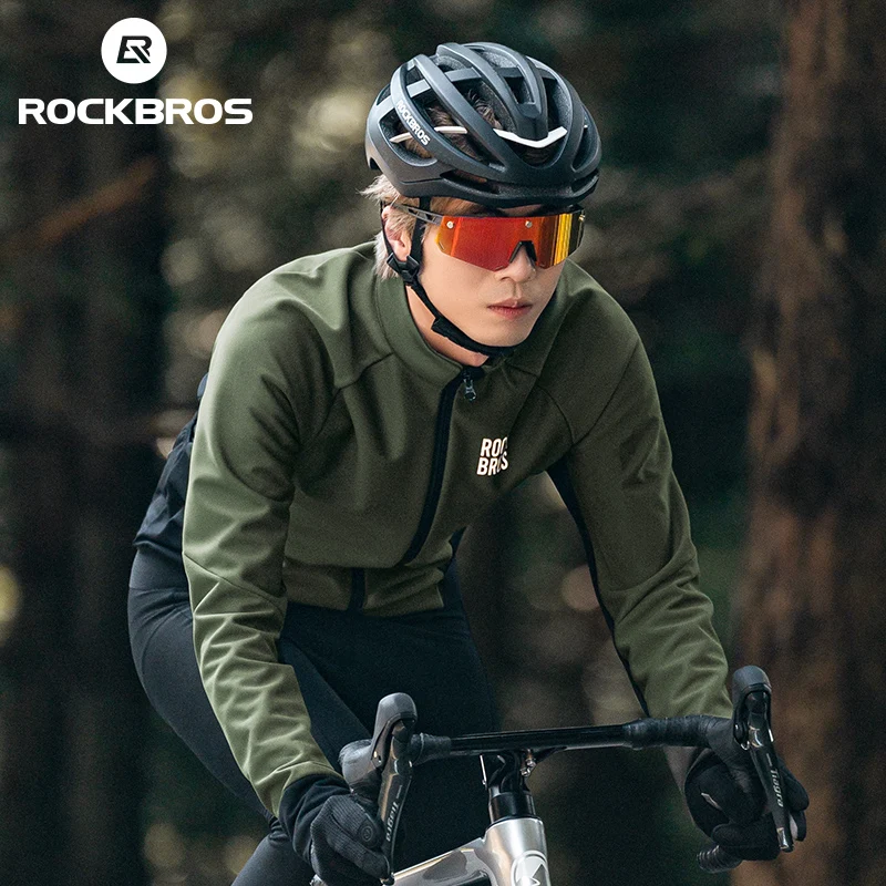 

ROCKBROS Winter Cycling Jacket Windproof Thermal Bike Coat Outdoor Sports Warm Fleece MTB Bicycle Jersey Men Windbreaker Clothes