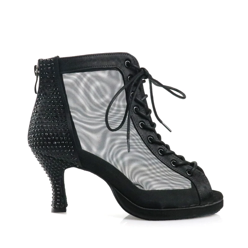 Women's Latin Shoes Black Suede Dance Shoes Tango Shoes High Heels Women's Party Shoes Red