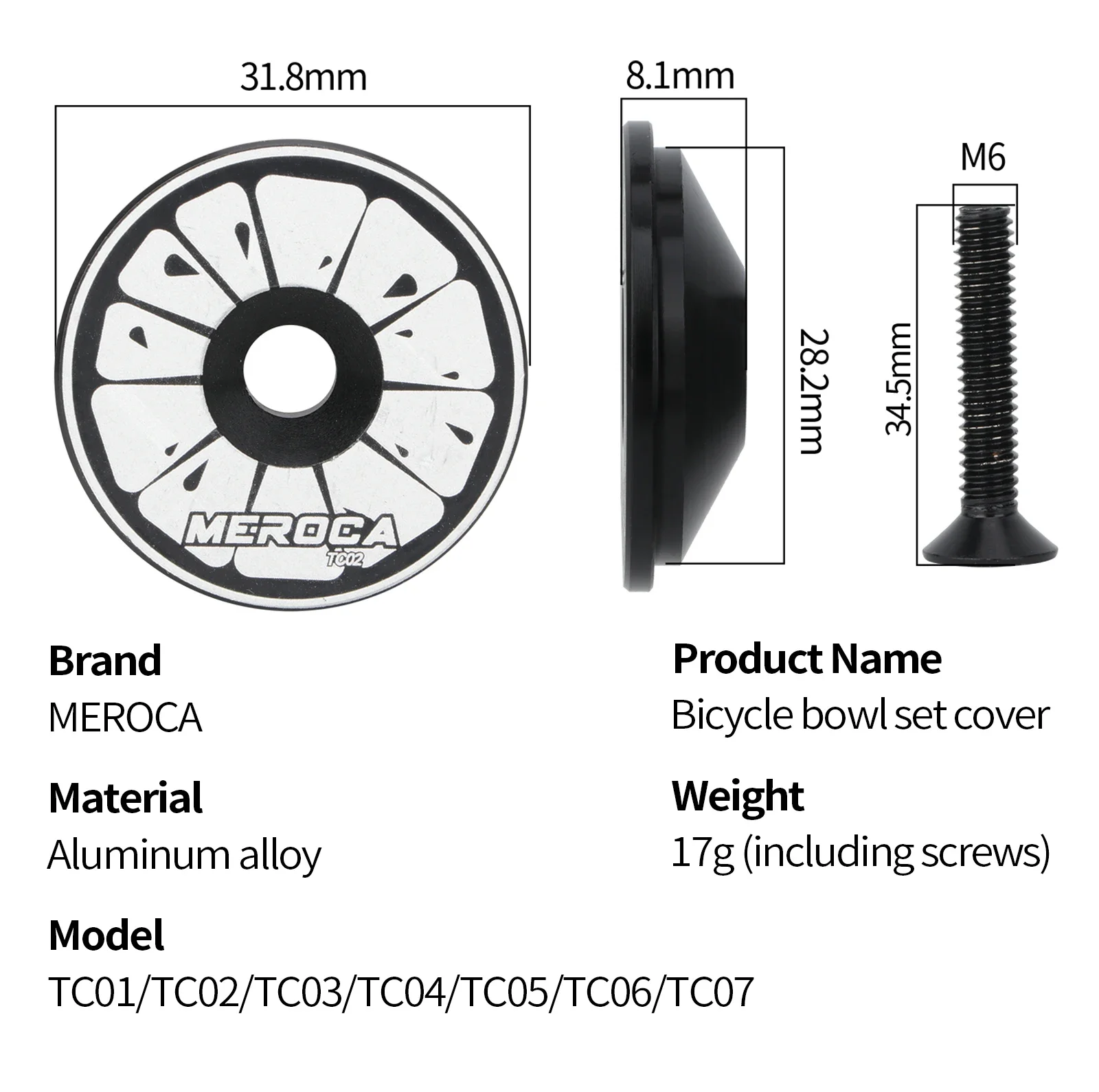 MEROCA Fahrrad-Headset-Oberkappe, Aluminiumlegierung, ultraleicht, für 28,6 mm 1-1/8 Zoll Vorderradgabel, MTB, Rennrad, Vorbaukappe – Detail 3