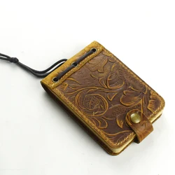 Compact Vintage - Style Engraved Leather Journal with Lined Pages (Brown)