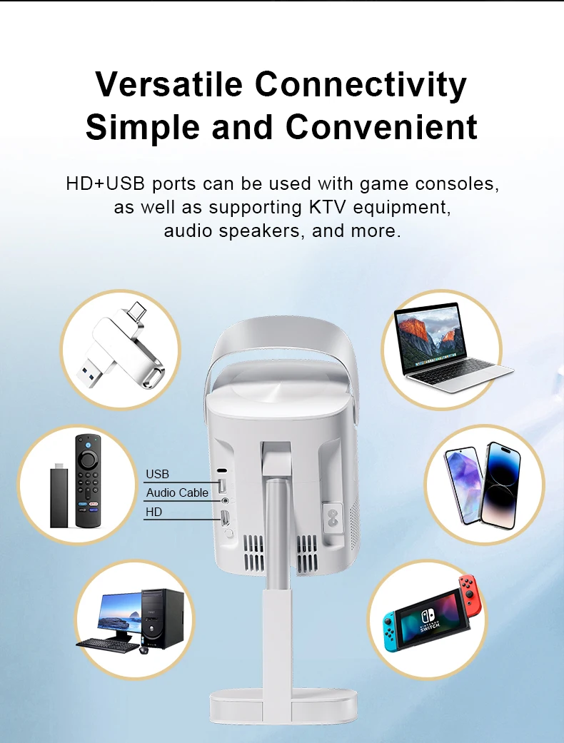 Smart Mini Gimbal Projector 4K Portable with Wifi 6 Bluetooth 5.0 Android 13 Aut